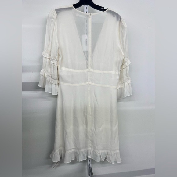 Reformation Ivory Lace Up Ruffle Sleeve Mini Dress Size 10 NWT - Picture 7 of 8